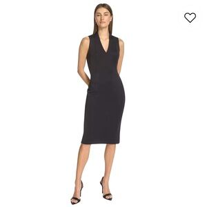 Andrew Marc Black V-Neck Midi Dress
